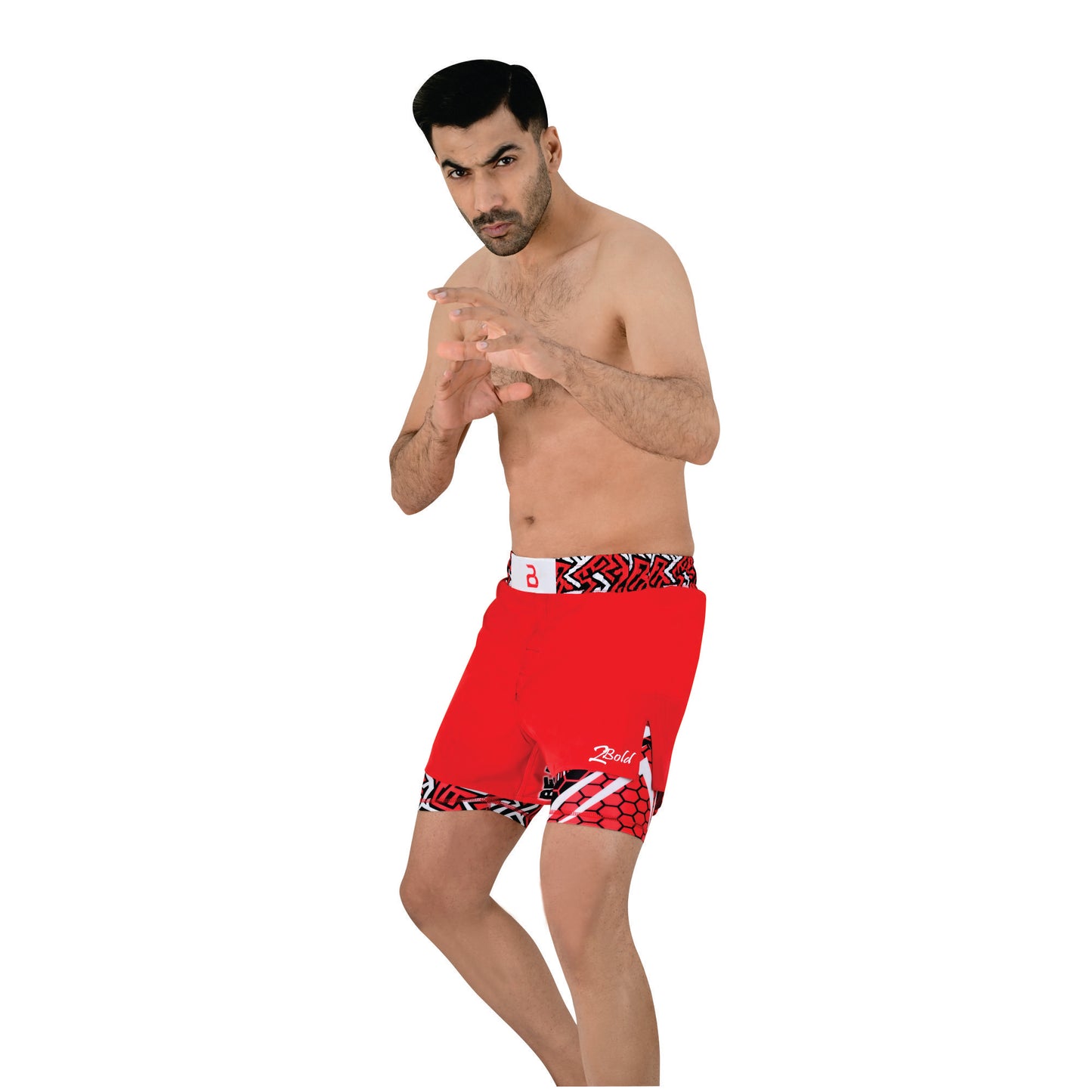 2BOLD Men’s Red Compression Lined Workout Shorts – MMA, Gym, Running