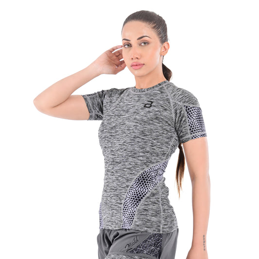 2Bold Grey Women’s Rash Guard –Long Sleeve Compression Shirt for MMA, BJJ, Yoga, Surf, Running & Gym Training Women Half sleeve Rash guard