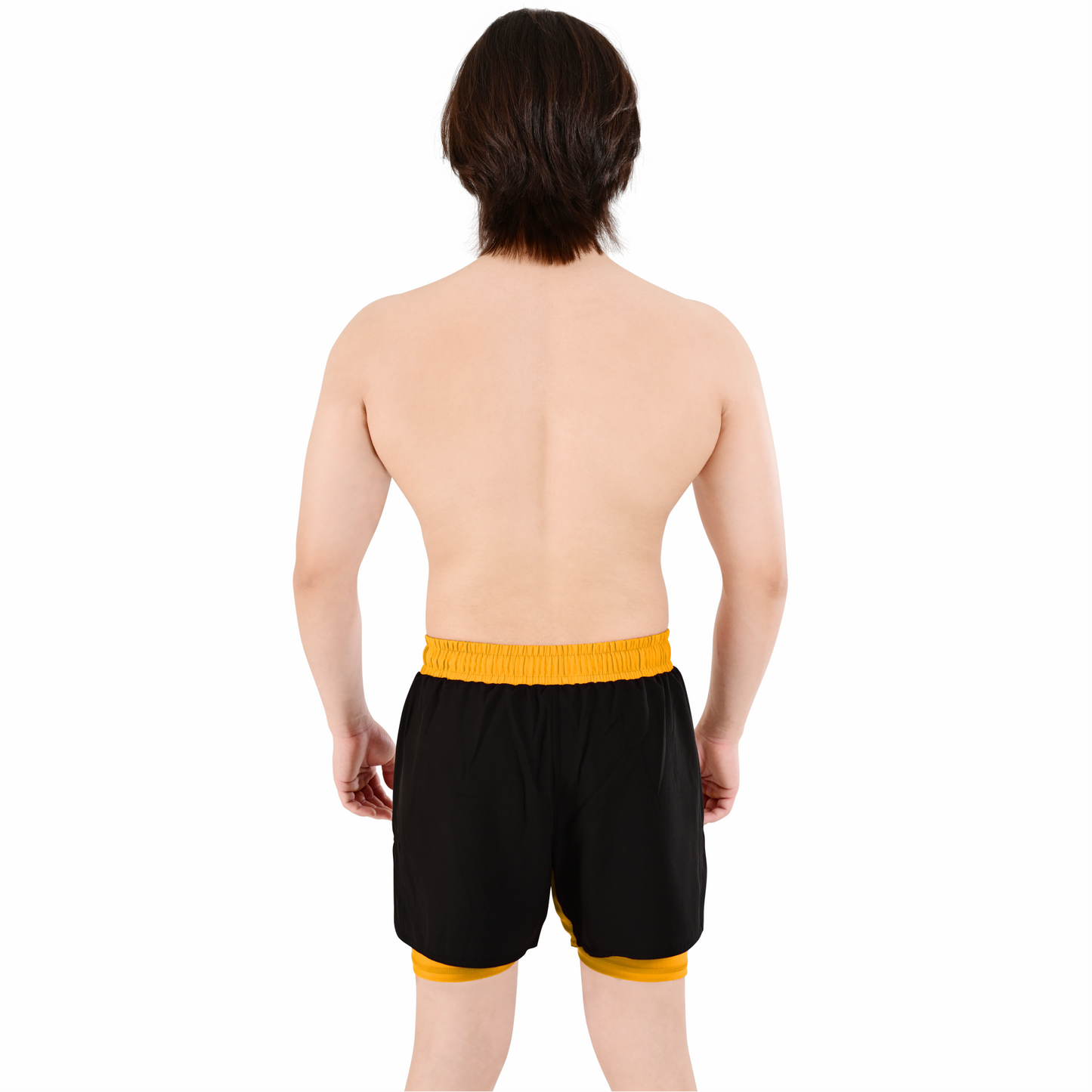 2BOLD Men’s Yellow Black Compression Lined Workout Shorts – MMA, Gym, Running