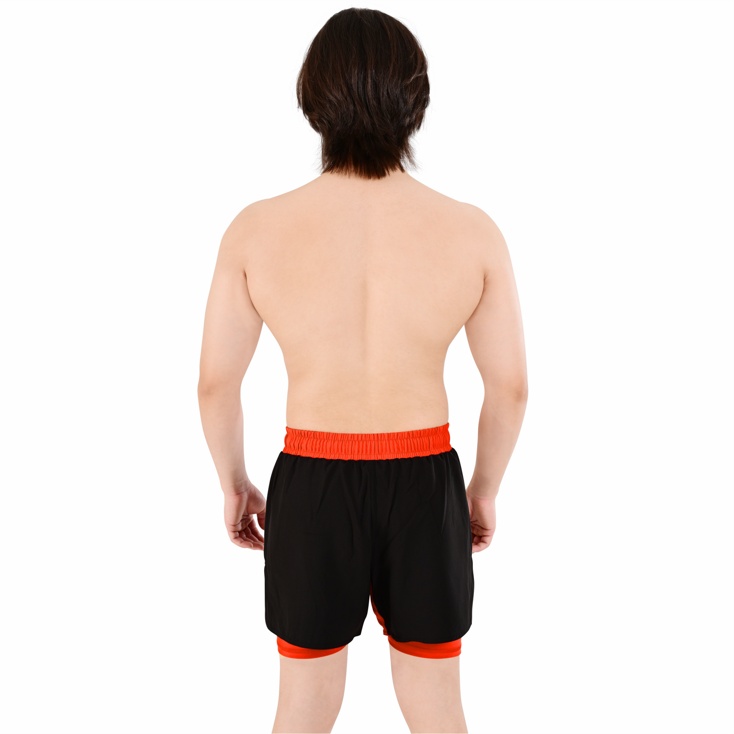 2BOLD Men’s Orange Black Compression Lined Workout Shorts – MMA, Gym, Running