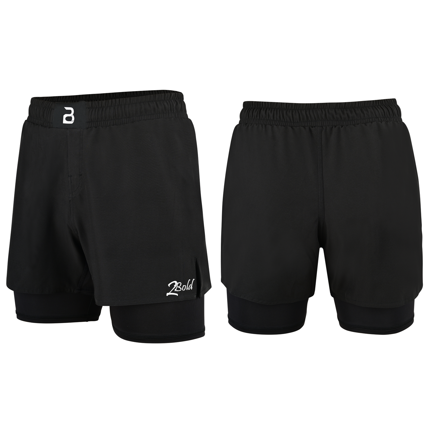 2BOLD Youth Black Hybrid Athletic Shorts | Compression Lined Boys Sports Shorts