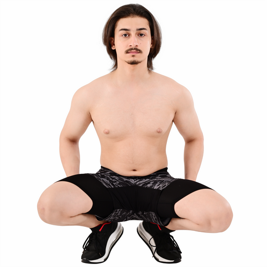 Men's Grey Camo Hybrid Training Shorts – 2-in-1 MMA, BJJ, Running, Gym, Yoga, Sports Shorts with Phone Pocket