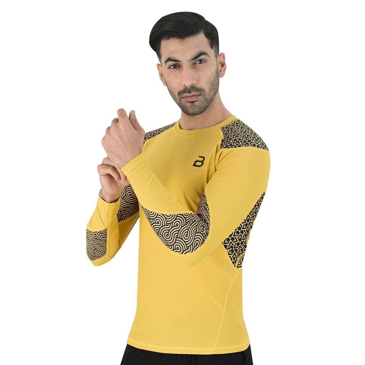 2BOLD Men’s Yellow Long Sleeve BJJ Rash Guard Swim Shirt