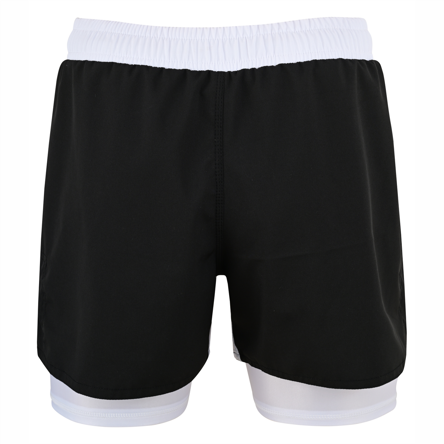 2BOLD Youth White Black Hybrid Athletic Shorts | Compression Lined Boys Sports Shorts
