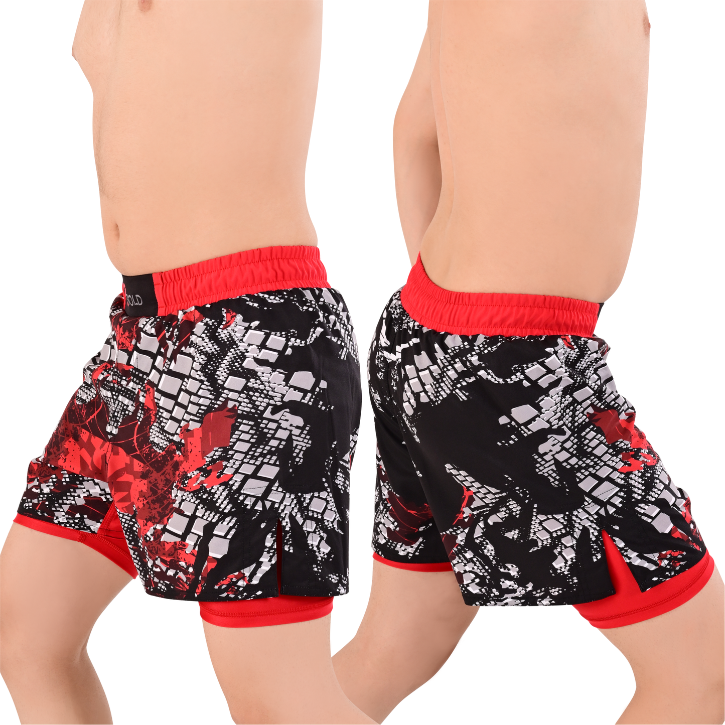 Men's Crimson Red Hybrid Training Shorts – 2-in-1 MMA, BJJ, Running, Gym, Yoga, Sports Shorts with Phone Pocket