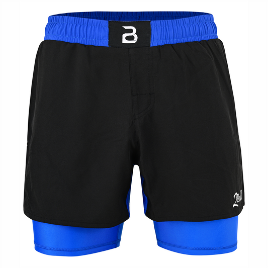 2BOLD Youth Blue Black Hybrid Athletic Shorts | Compression Lined Boys Sports Shorts