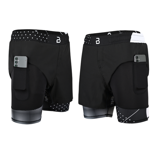 2BOLD Men’s Black Compression Lined Workout Shorts – MMA, Gym, Running