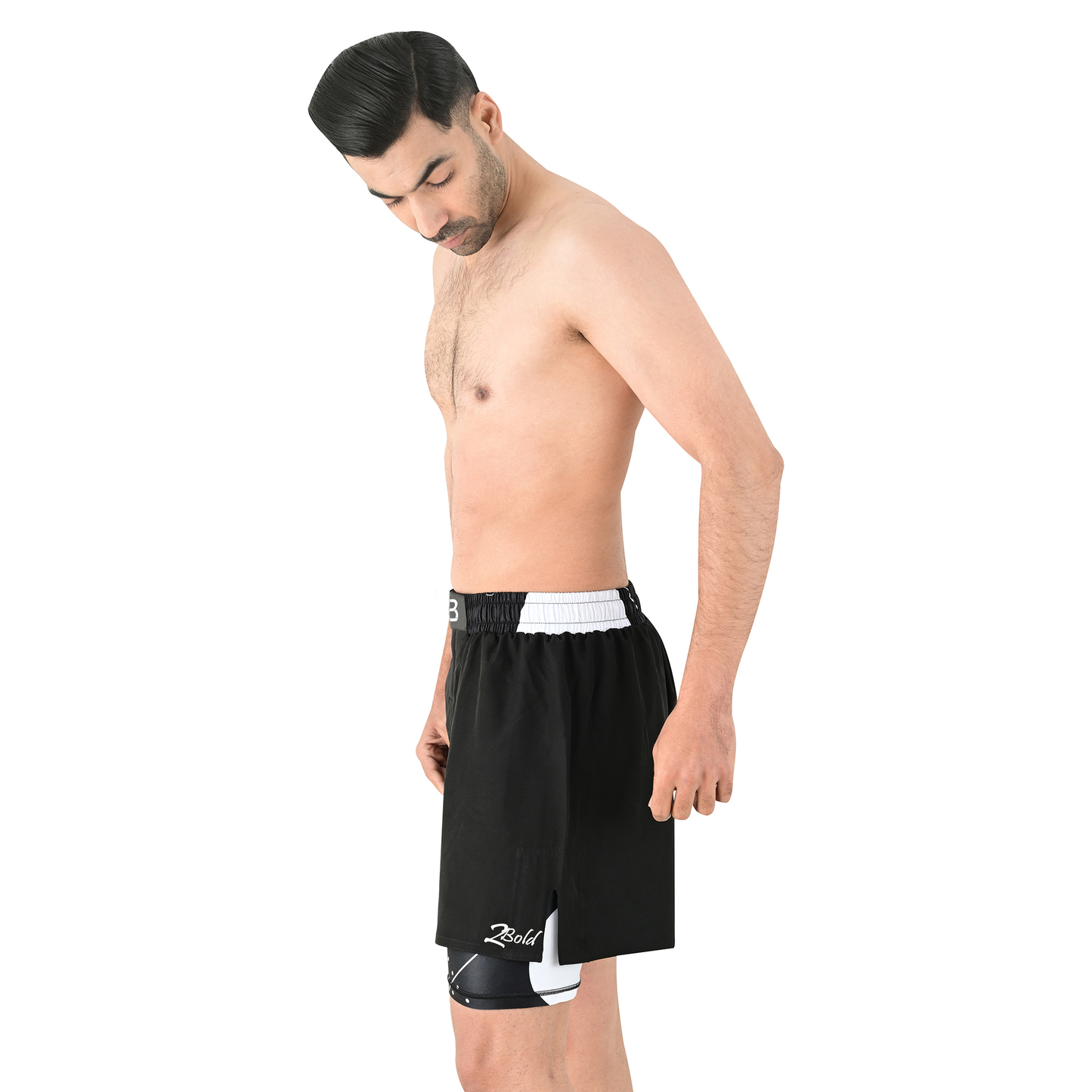 2BOLD Men’s Black Compression Lined Workout Shorts – MMA, Gym, Running
