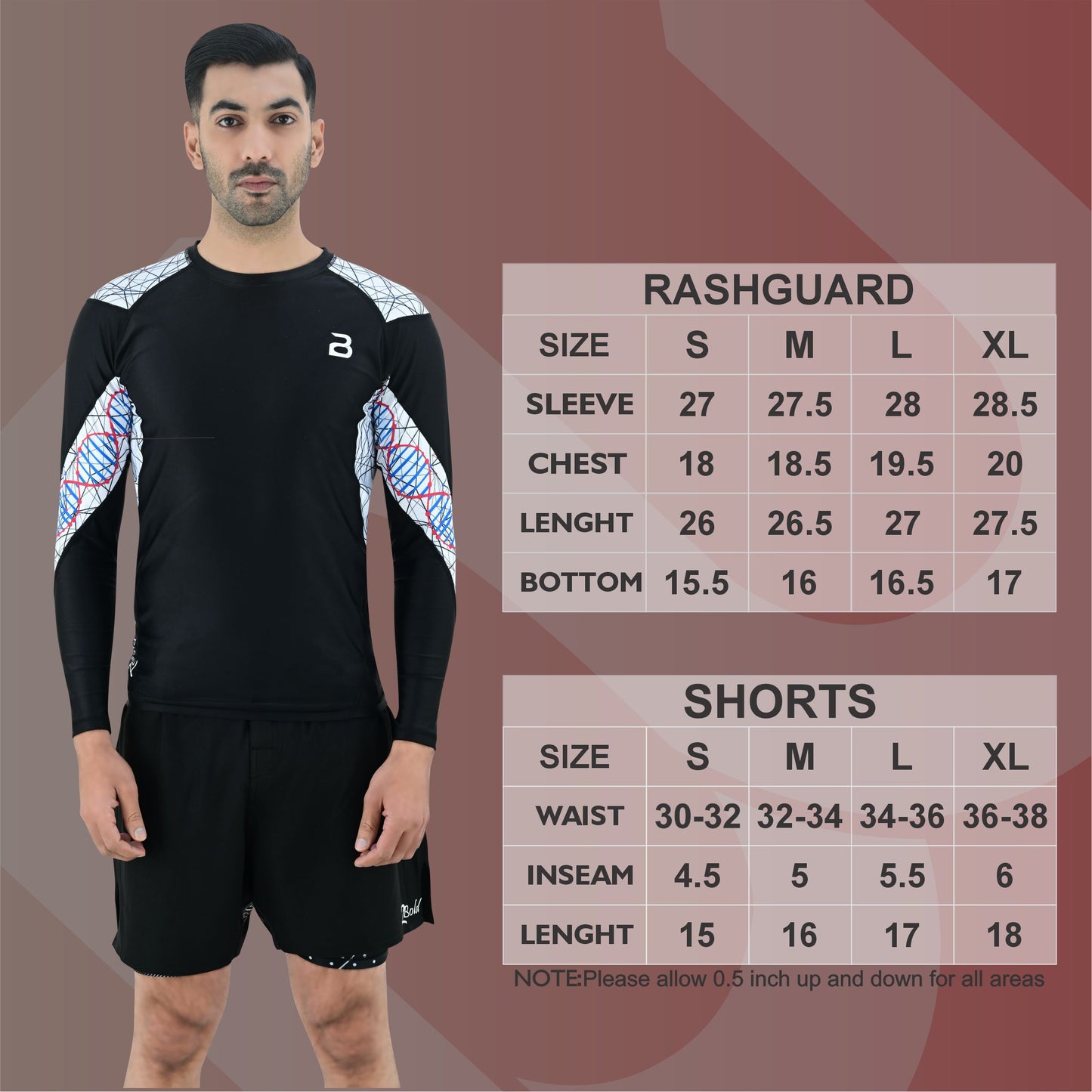 2Bold Men’s Blue BJJ Rash Guard and MMA Shorts Set – JiuJitsu, Grappling, Kickboxing Training Gear