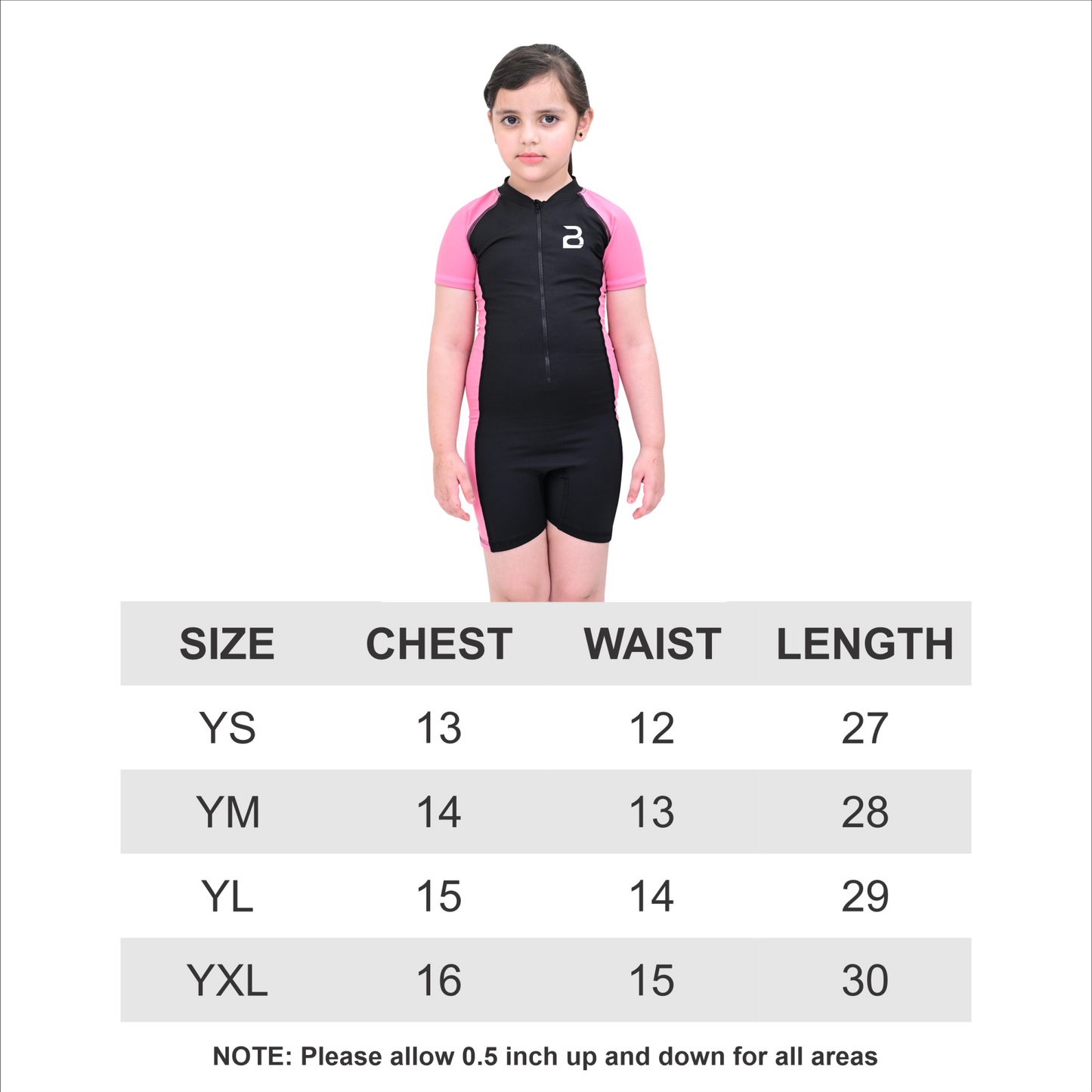2Bold Pink Kids Swim Suit with Zipper – Quick-Dry UV Swim Shirt for Boys & Girls