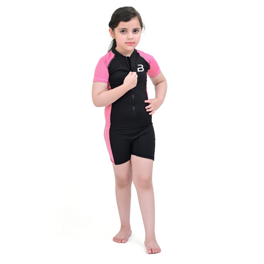 2Bold Pink Kids Swim Suit with Zipper – Quick-Dry UV Swim Shirt for Boys & Girls