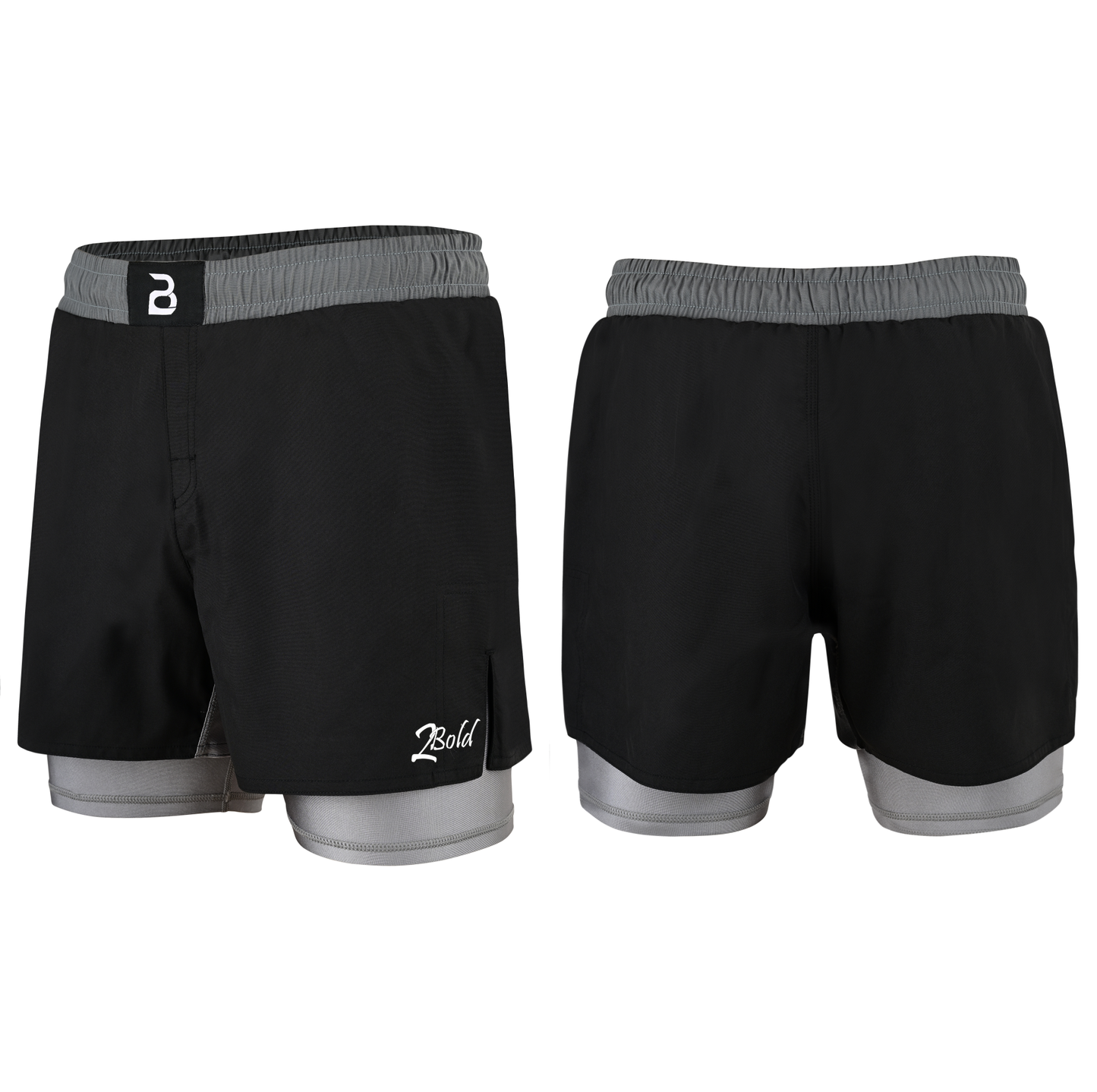 2BOLD Youth Grey Black Hybrid Athletic Shorts | Compression Lined Boys Sports Shorts