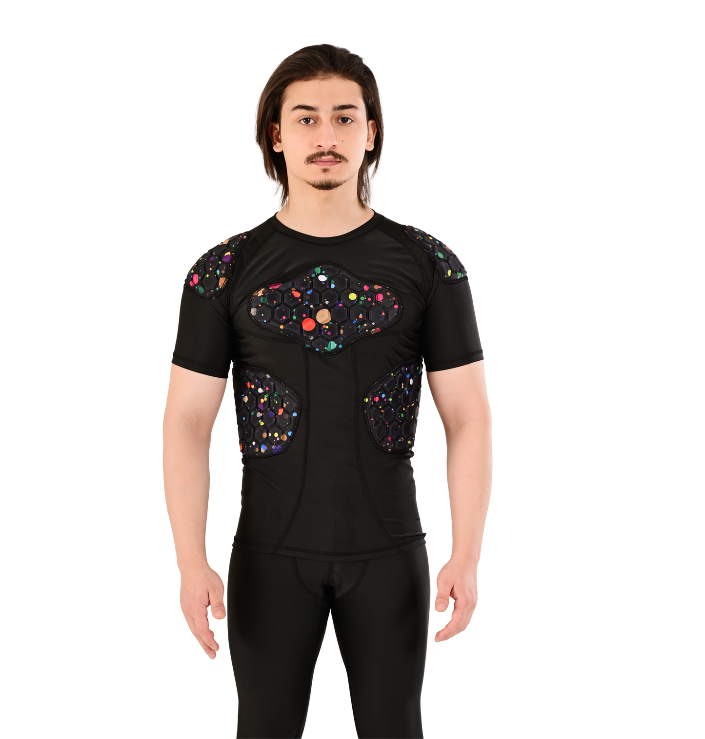 Adult Combat Sports Padded Compression Shirt for Football, Basketball, Lacrosse – Chest & Rib Protector for Combat Sports