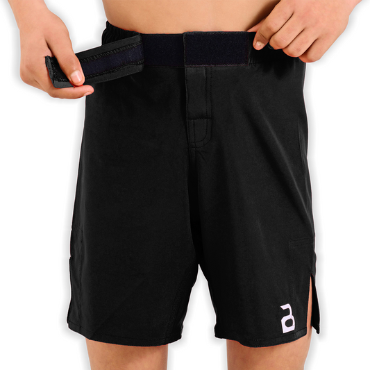 Youth MMA Black Grappling Shorts – Kids BJJ No-Gi Fight Shorts for Training & Competition