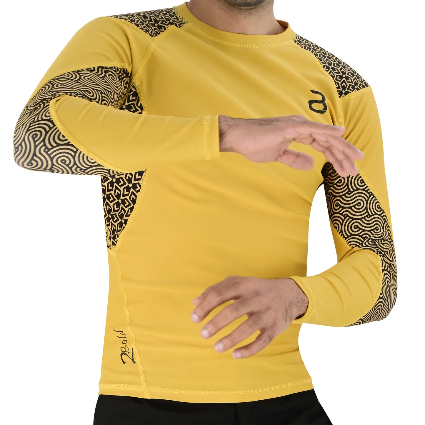 2BOLD Men’s Yellow Long Sleeve BJJ Rash Guard Swim Shirt