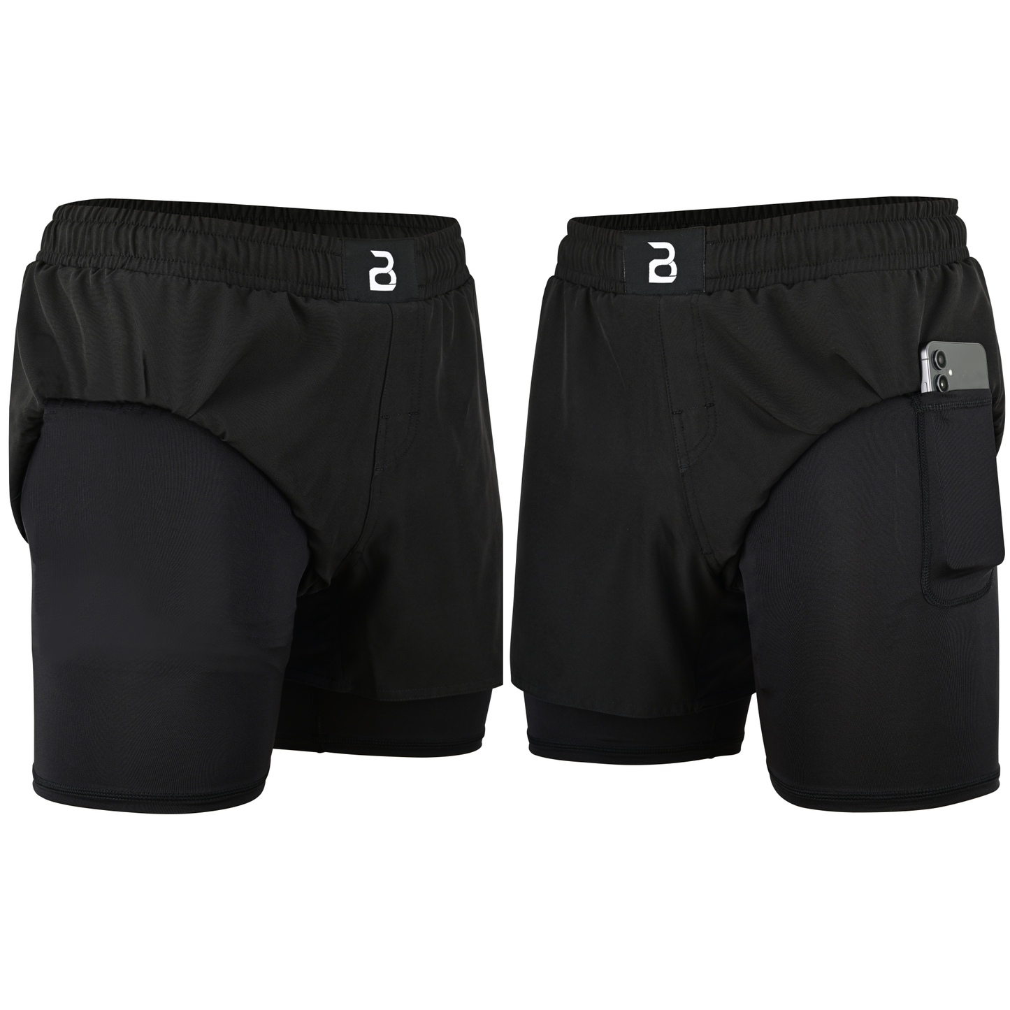 2BOLD Youth Black Hybrid Athletic Shorts | Compression Lined Boys Sports Shorts