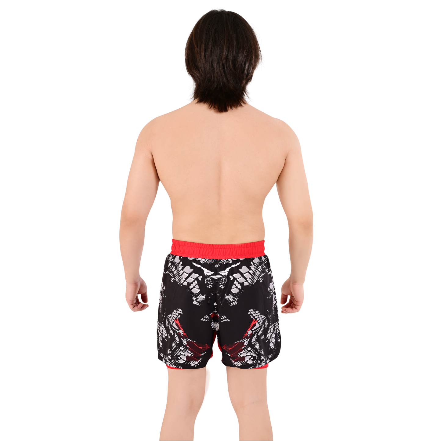 Men's Crimson Red Hybrid Training Shorts – 2-in-1 MMA, BJJ, Running, Gym, Yoga, Sports Shorts with Phone Pocket