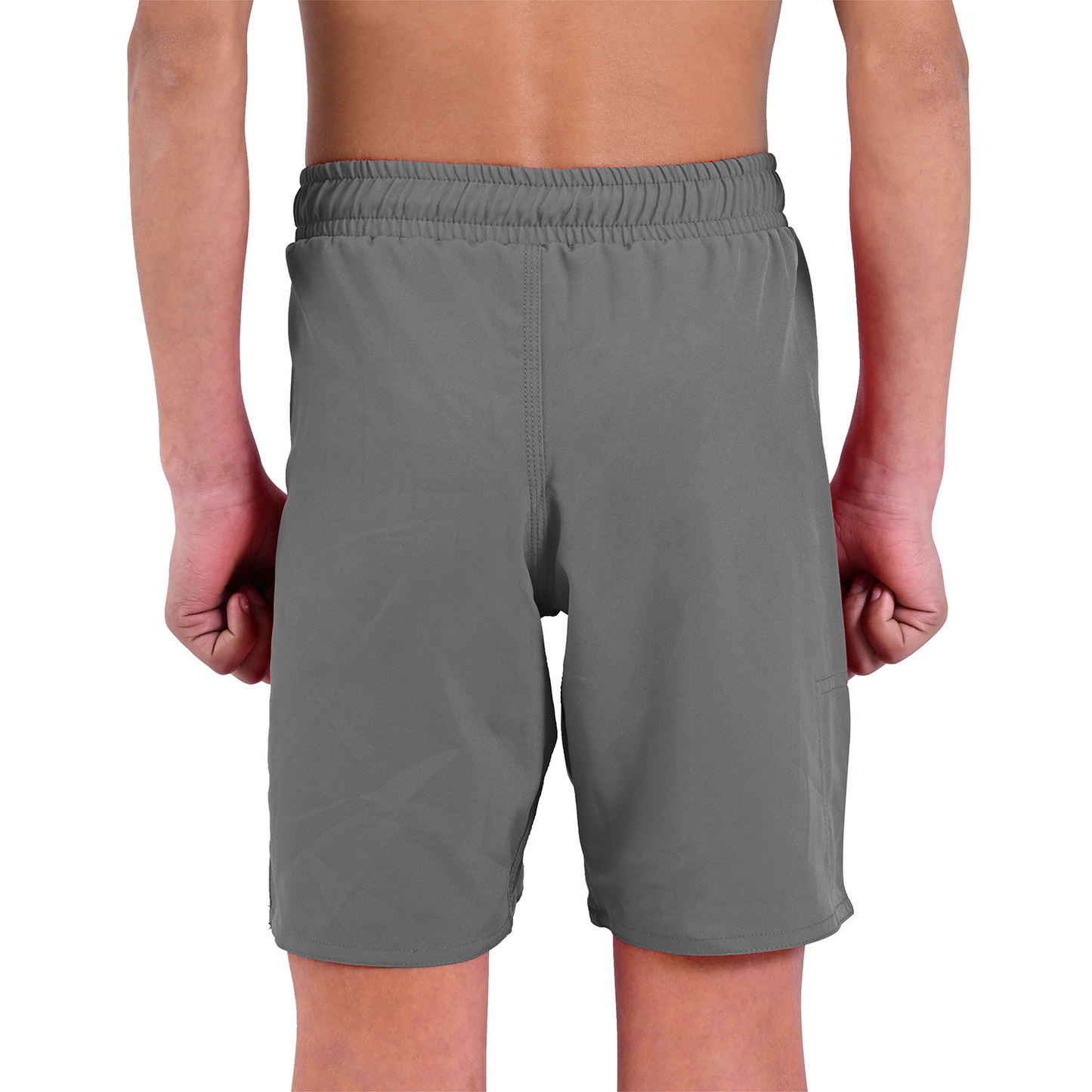 Youth MMA Grey Grappling Shorts – Kids BJJ No-Gi Fight Shorts for Training & Competition