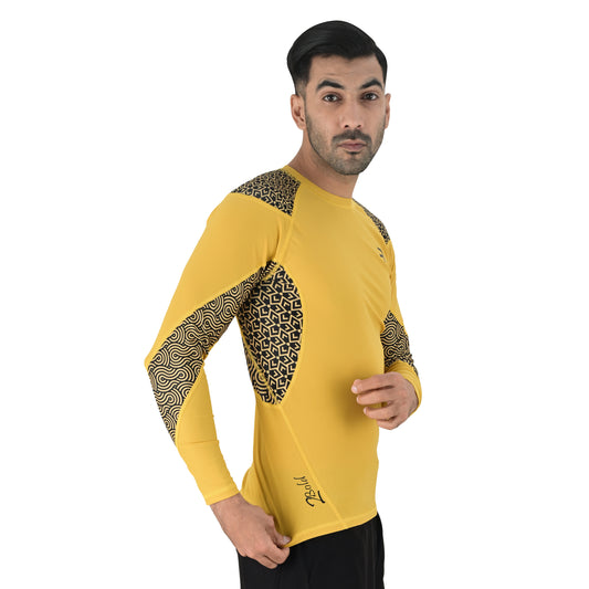 2BOLD Yellow Long Sleeve BJJ Rash Guard For Men