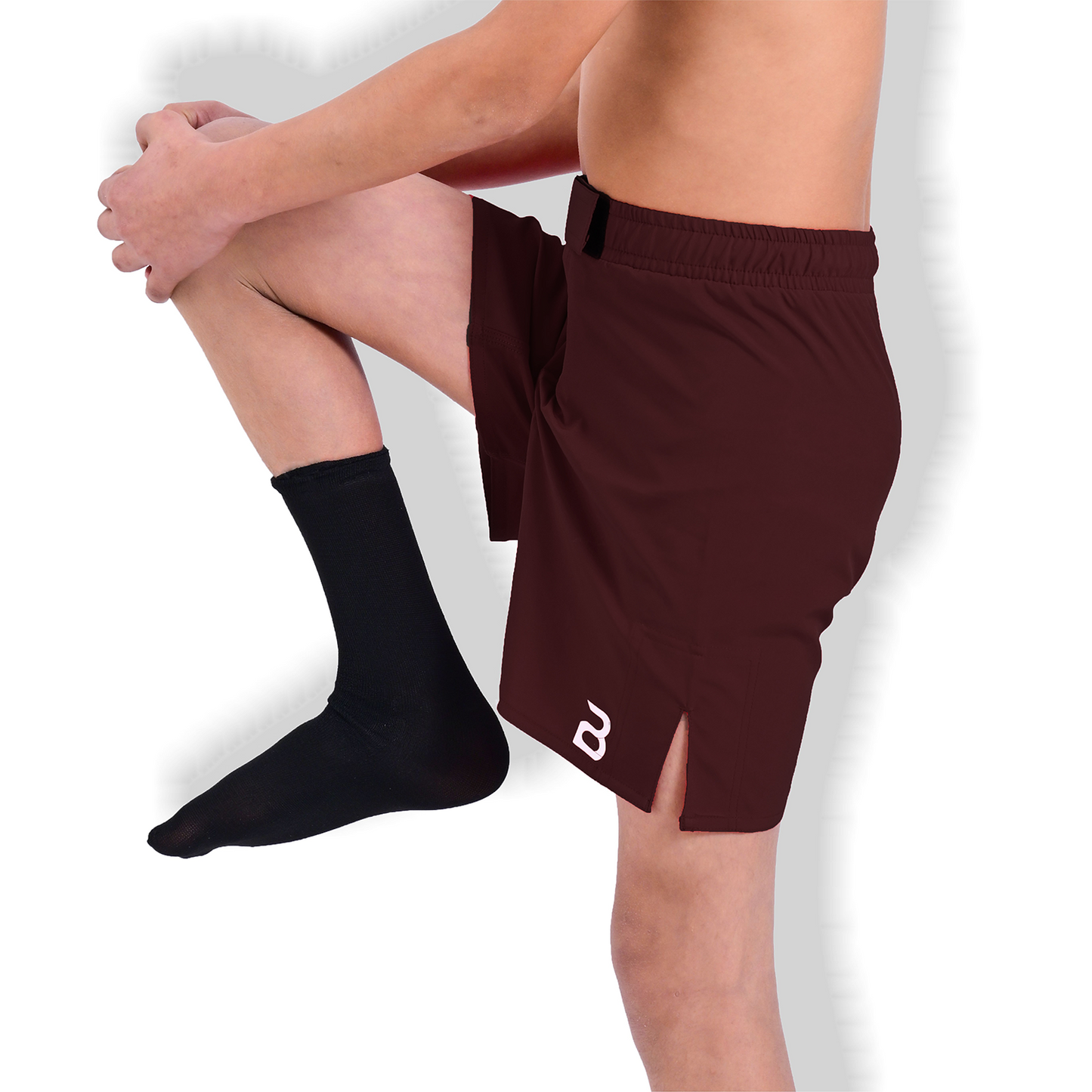Youth MMA Burgundy Grappling Shorts – Kids BJJ No-Gi Fight Shorts for Training & Competition