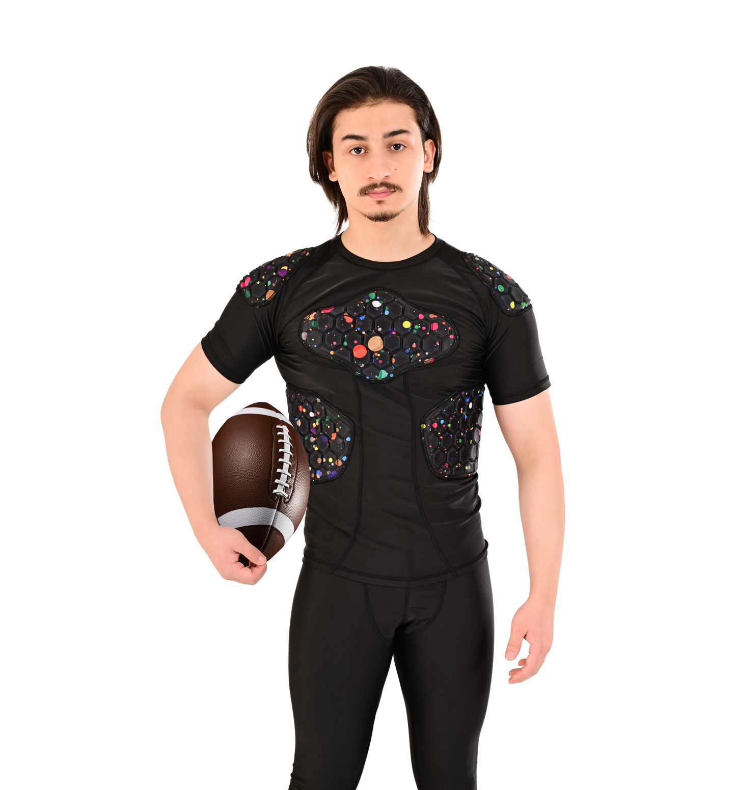 Adult Combat Sports Padded Compression Shirt for Football, Basketball, Lacrosse – Chest & Rib Protector for Combat Sports