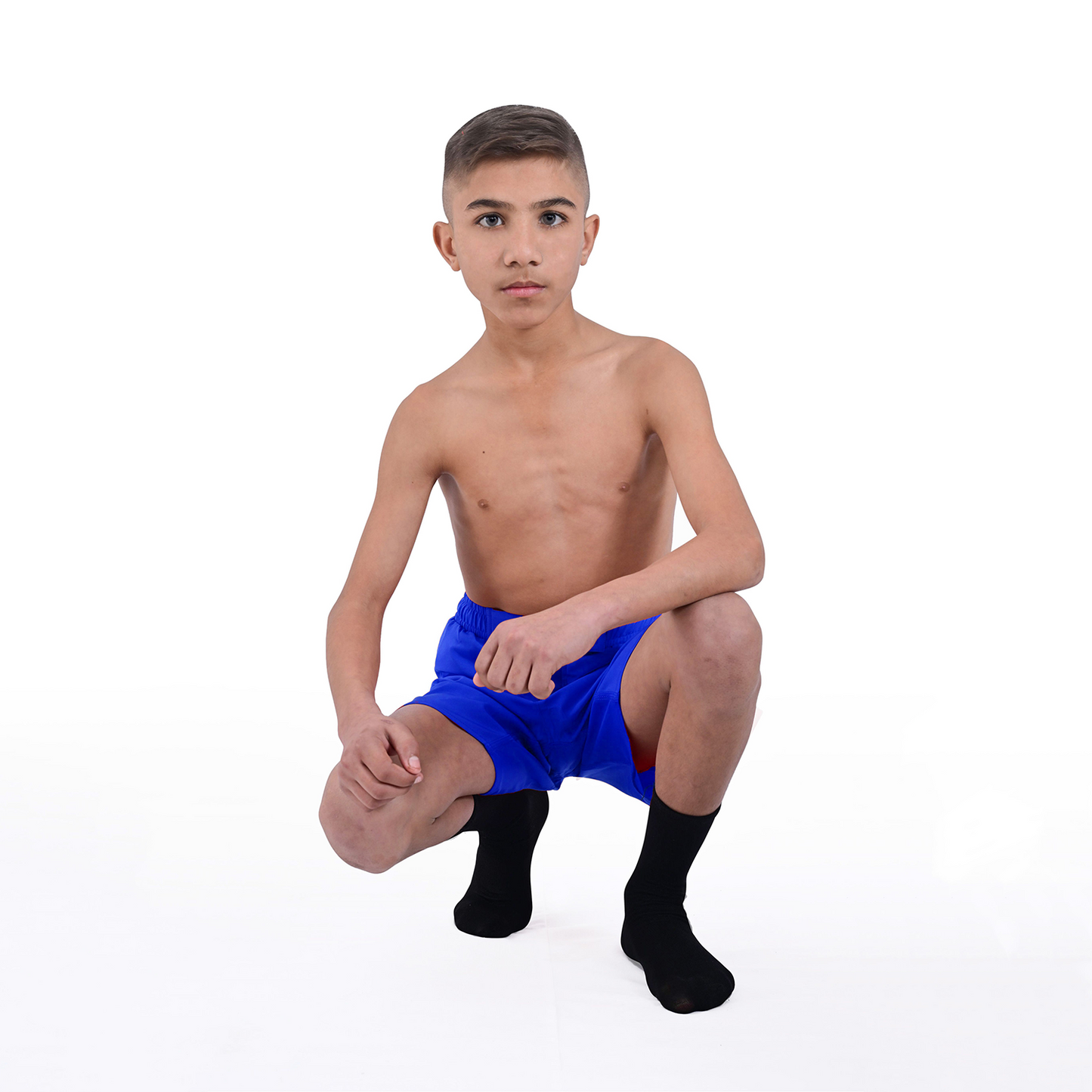 Youth MMA Blue Grappling Shorts – Kids BJJ No-Gi Fight Shorts for Training & Competition