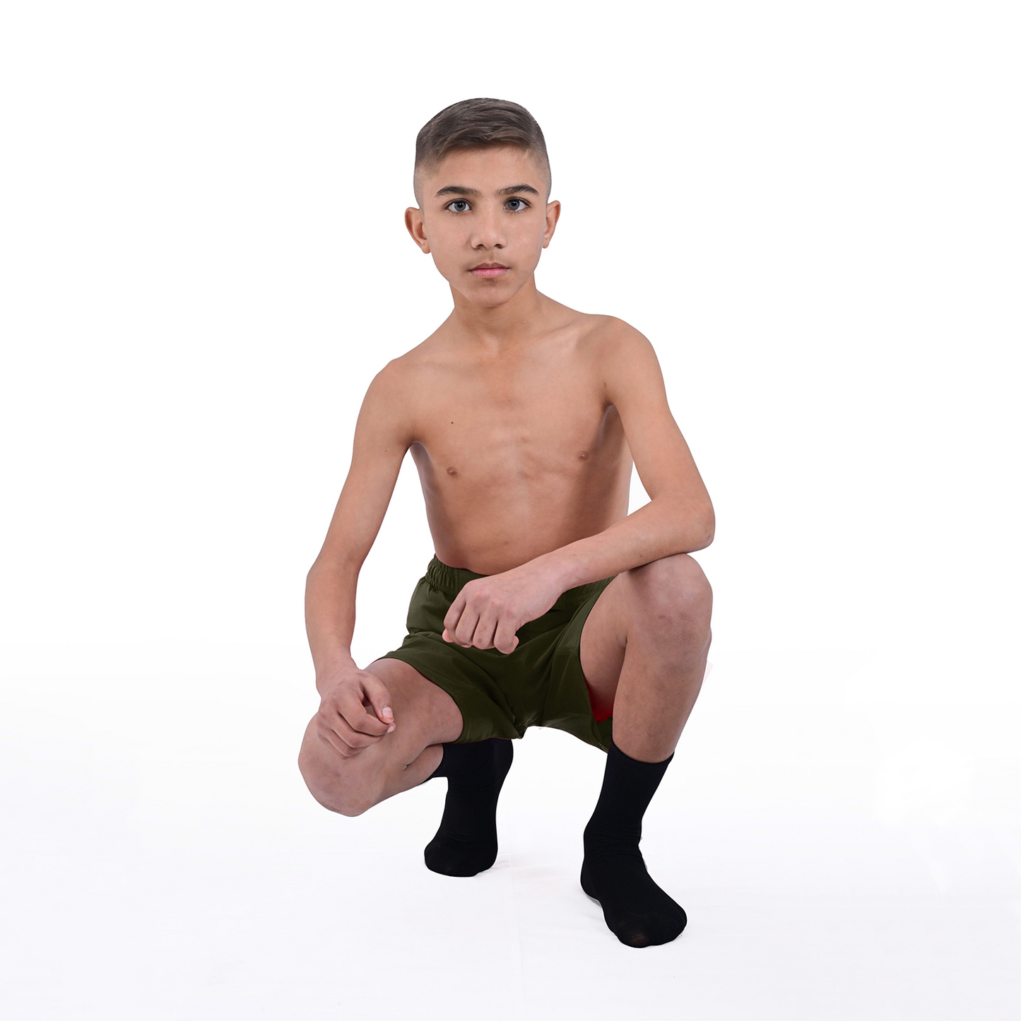 Youth MMA Green Grappling Shorts – Kids BJJ No-Gi Fight Shorts for Training & Competition