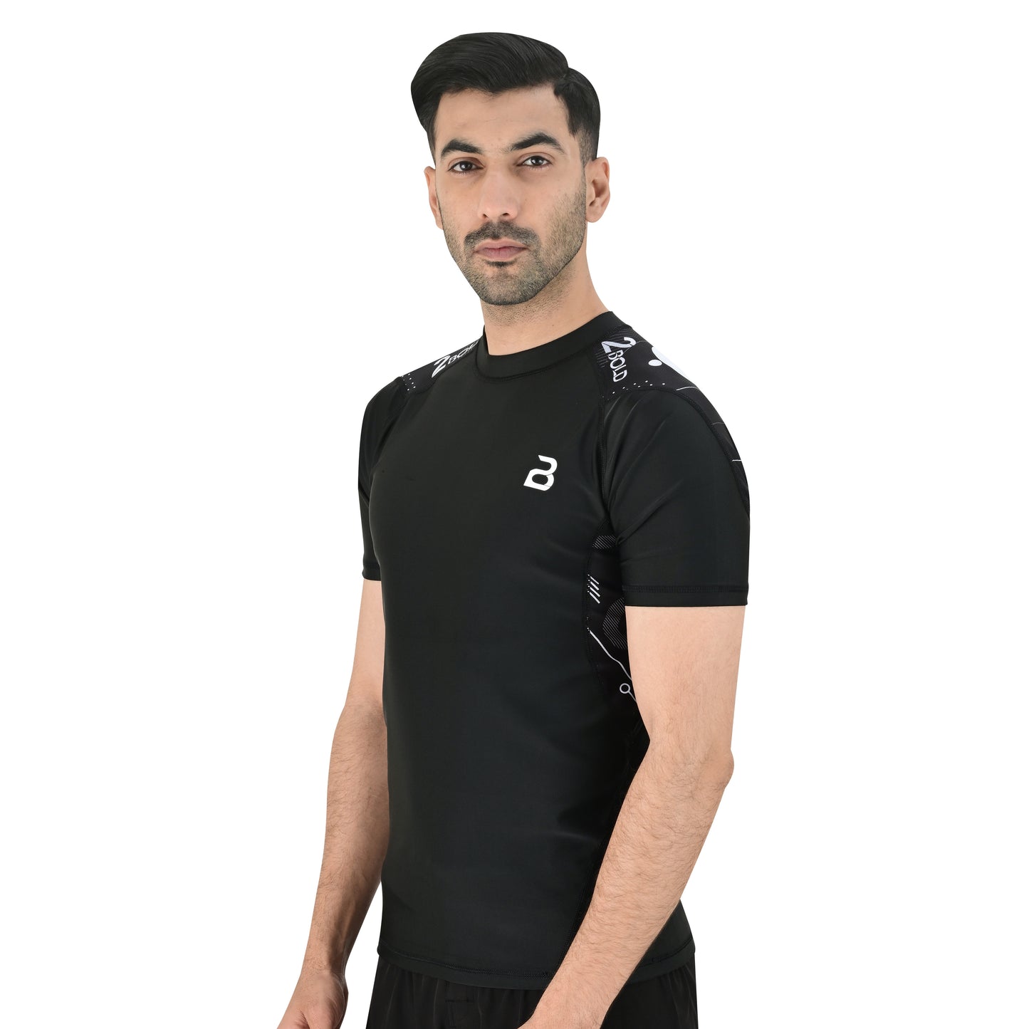 2BOLD Men’s Black Rash Guard – Jiu Jitsu Compression Fightwear Shirt