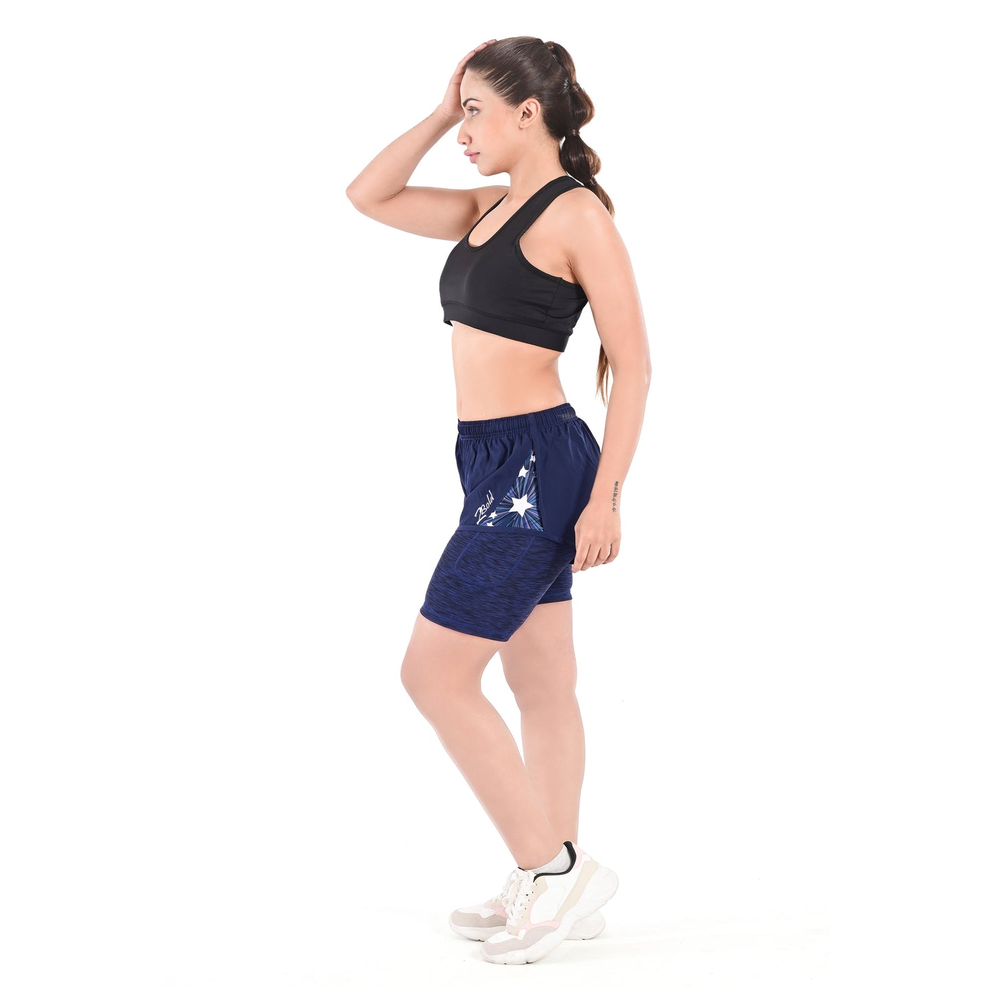2Bold Navy blue Women’s 2-in-1 Running & MMA Training Shorts – Compression Liner With Phone Pockets