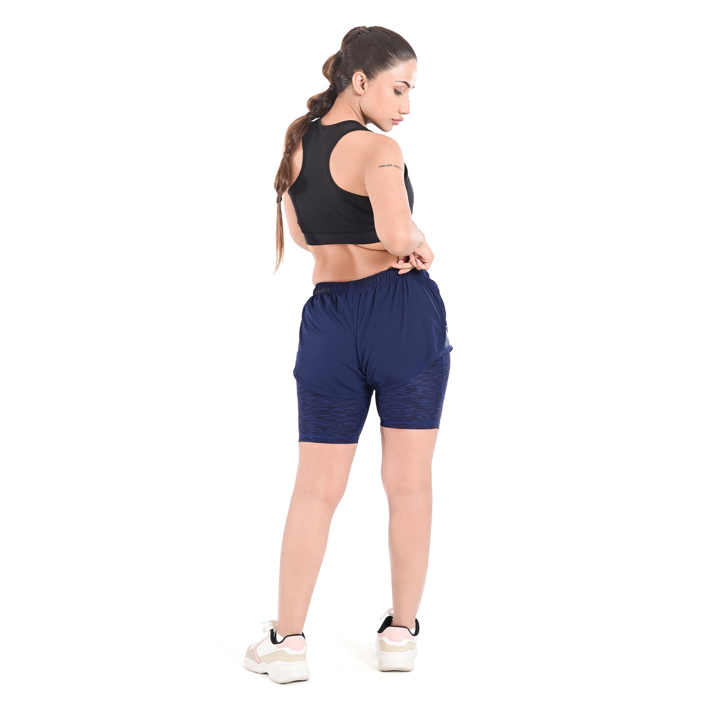 2Bold Navy blue Women’s 2-in-1 Running & MMA Training Shorts – Compression Liner With Phone Pockets