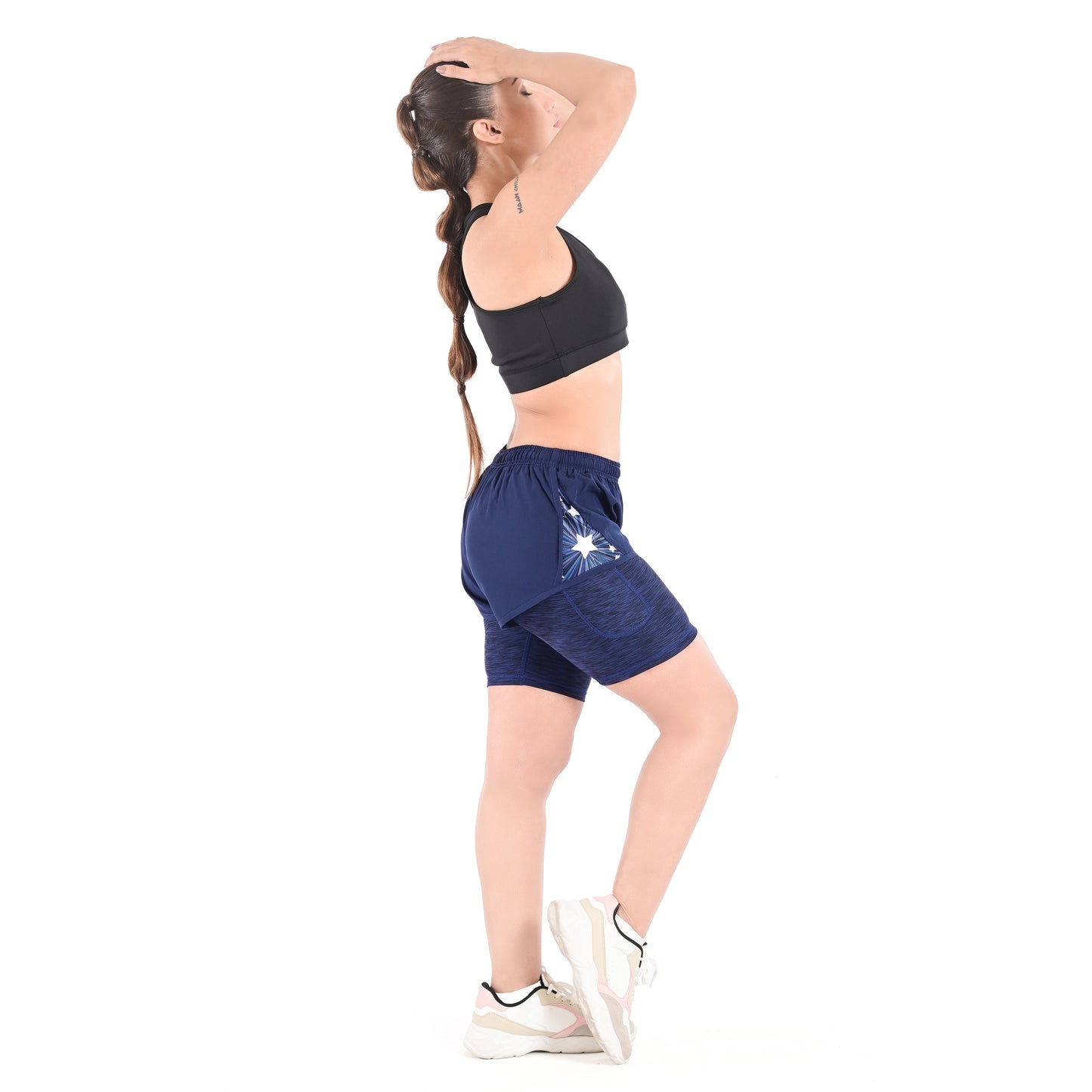 2Bold Navy blue Women’s 2-in-1 Running & MMA Training Shorts – Compression Liner With Phone Pockets