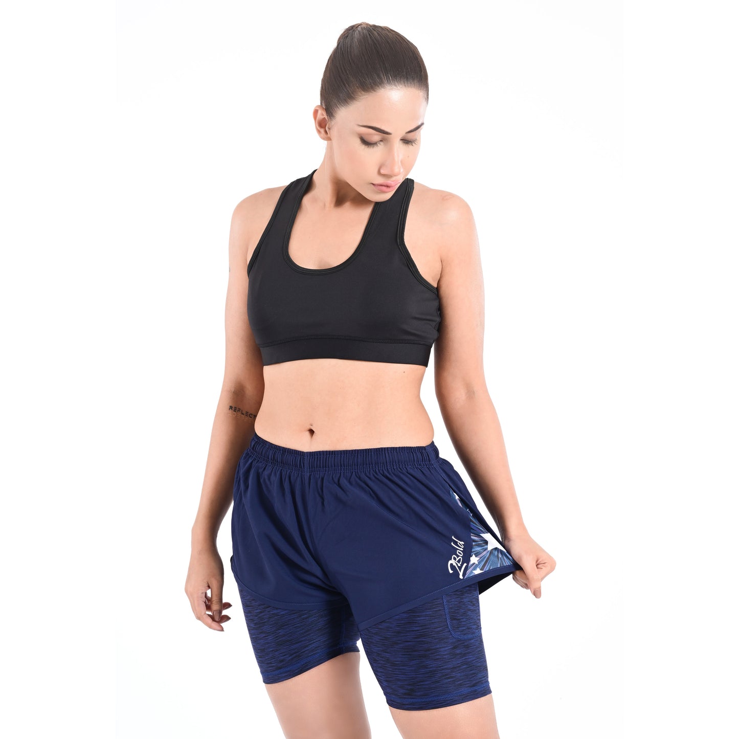 2Bold Navy blue Women’s 2-in-1 Running & MMA Training Shorts – Compression Liner With Phone Pockets