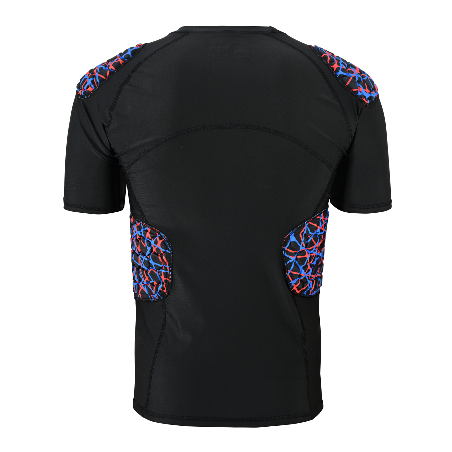 Adult Blue Red Blue Combat Sports Padded Compression Shirt for Football, Basketball, Lacrosse – Chest & Rib Protector for Combat Sports