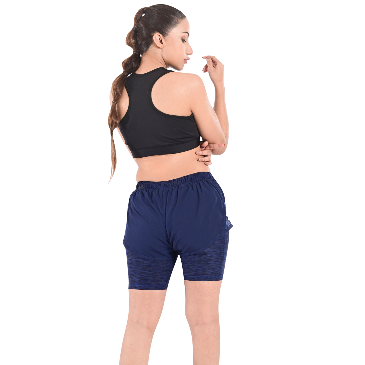 2Bold Navy blue Women’s 2-in-1 Running & MMA Training Shorts – Compression Liner With Phone Pockets