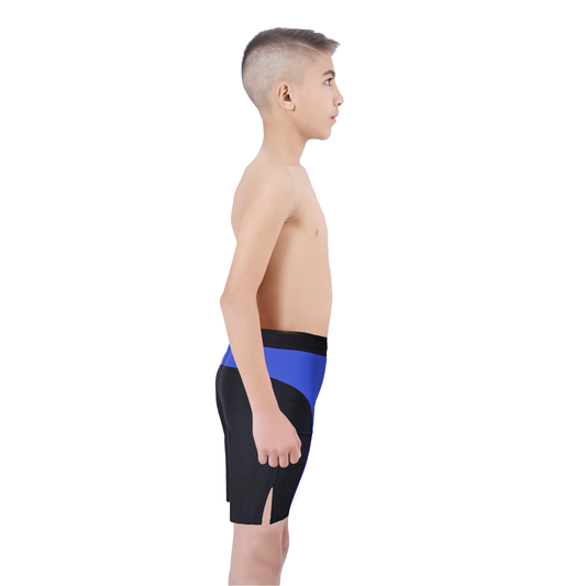 Youth Mma Blue\Black Shorts – Kids BJJ No-Gi Fight Shorts for Training & Competition