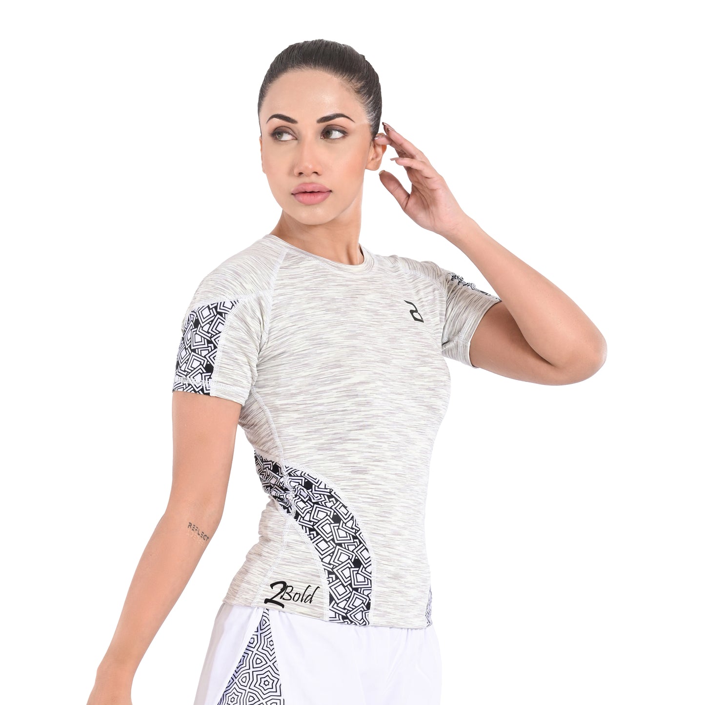 2Bold White Women’s Rash Guard –Long Sleeve Compression Shirt for MMA, BJJ, Yoga, Surf, Running & Gym Training Women Half sleeve Rash guard