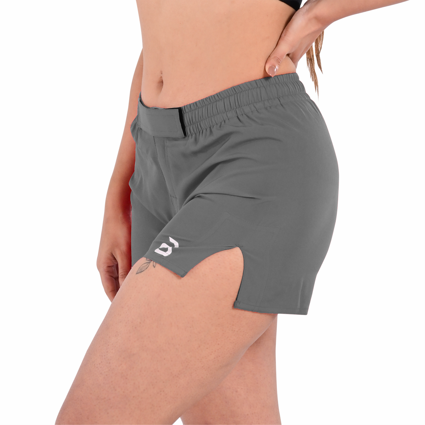 2BOLD Gray Women’s MMA Grappling Shorts – BJJ, No-Gi, Muay Thai, Yoga, Training & Workout Shorts