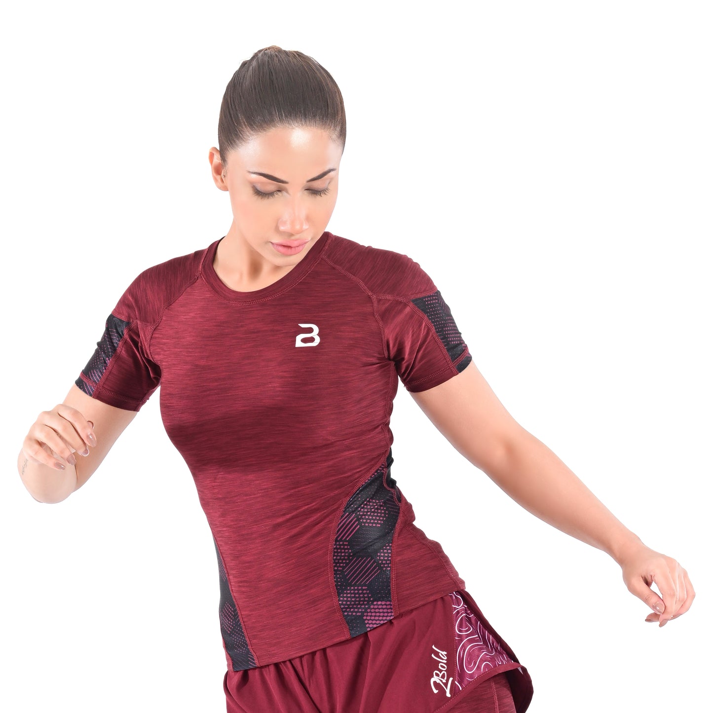 2Bold Maroon Women’s Rash Guard –Long Sleeve Compression Shirt for MMA, BJJ, Yoga, Surf, Running & Gym Training Women Half sleeve Rash guard