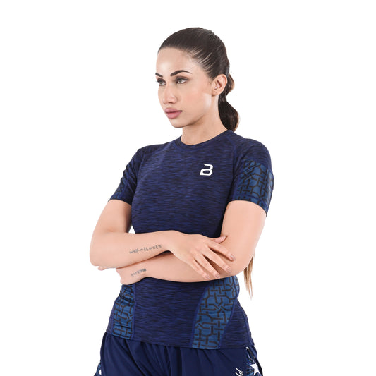 2Bold Blue Women’s Rash Guard –Long Sleeve Compression Shirt for MMA, BJJ, Yoga, Surf, Running & Gym Training Women Half sleeve Rash guard