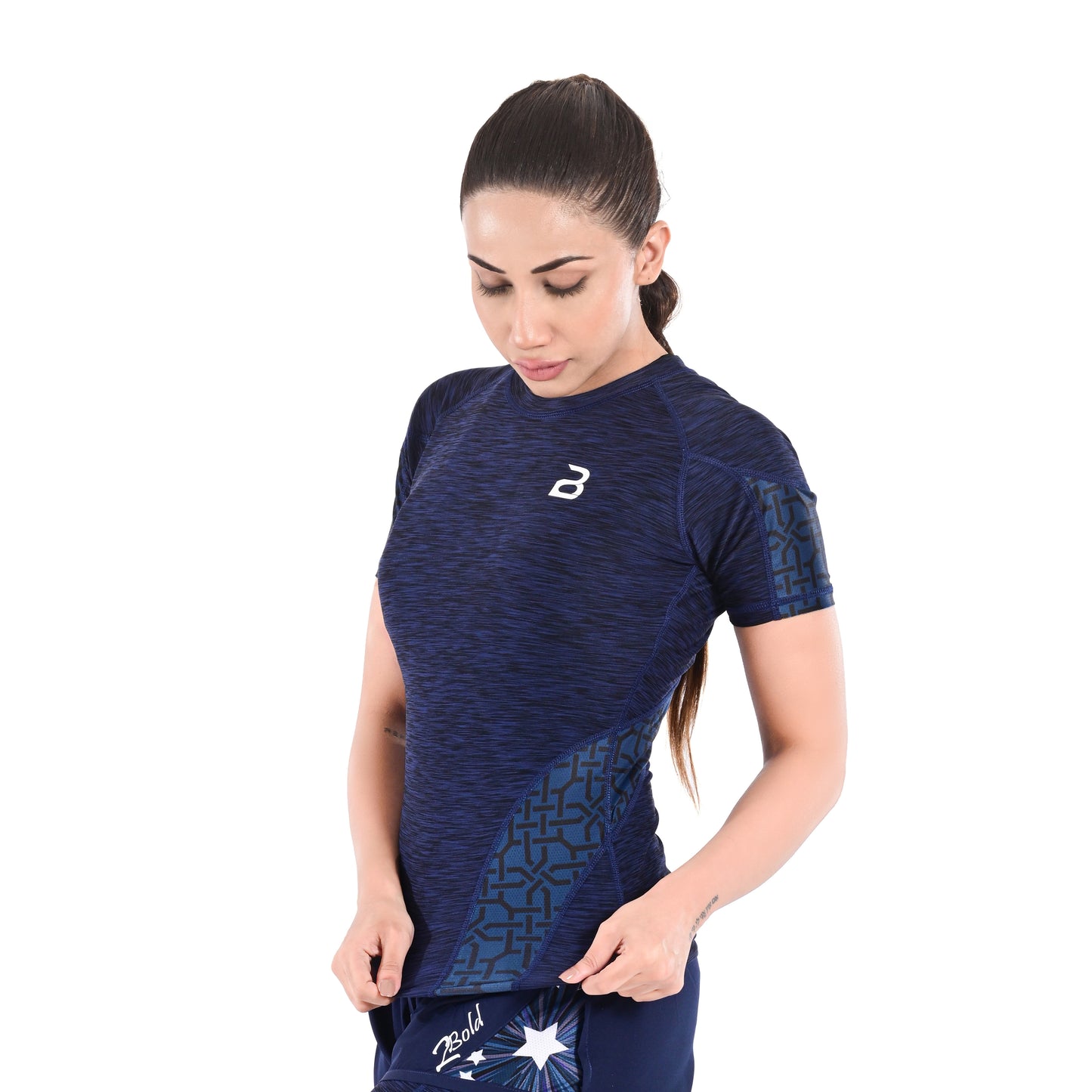 2Bold Blue Women’s Rash Guard –Long Sleeve Compression Shirt for MMA, BJJ, Yoga, Surf, Running & Gym Training Women Half sleeve Rash guard