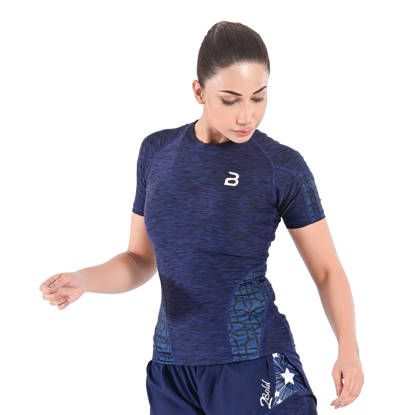 2Bold Blue Women’s Rash Guard –Long Sleeve Compression Shirt for MMA, BJJ, Yoga, Surf, Running & Gym Training Women Half sleeve Rash guard