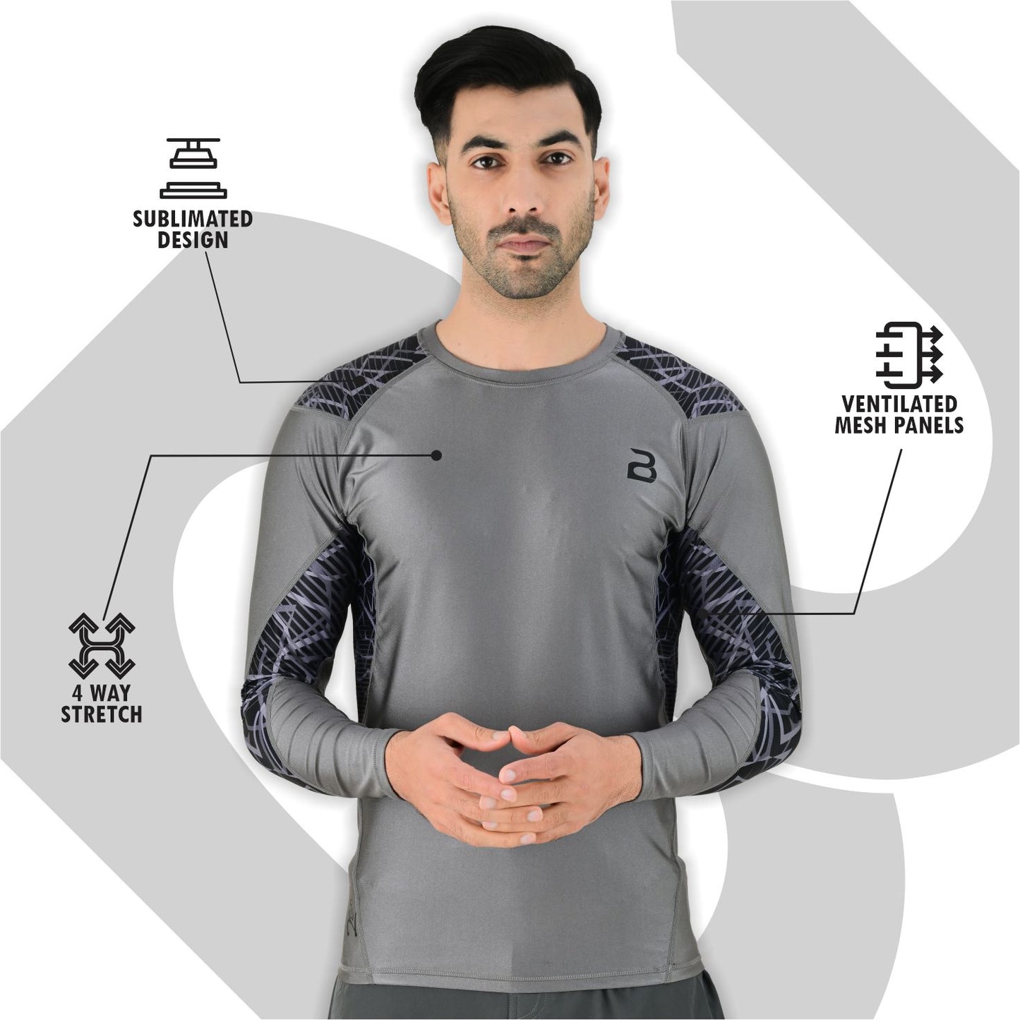 2BOLD Grey Men’s No Gi Jiu Jitsu Rashguard Shirt For Men