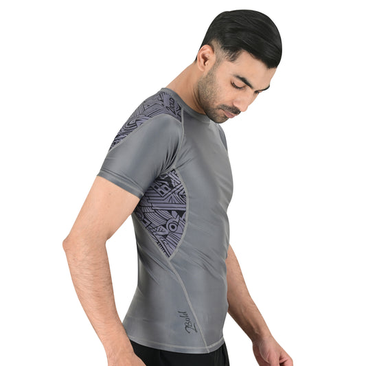 2BOLD Men’s Grey No-Gi Jiu Jitsu Rash Guard | BJJ & MMA Performance Top
