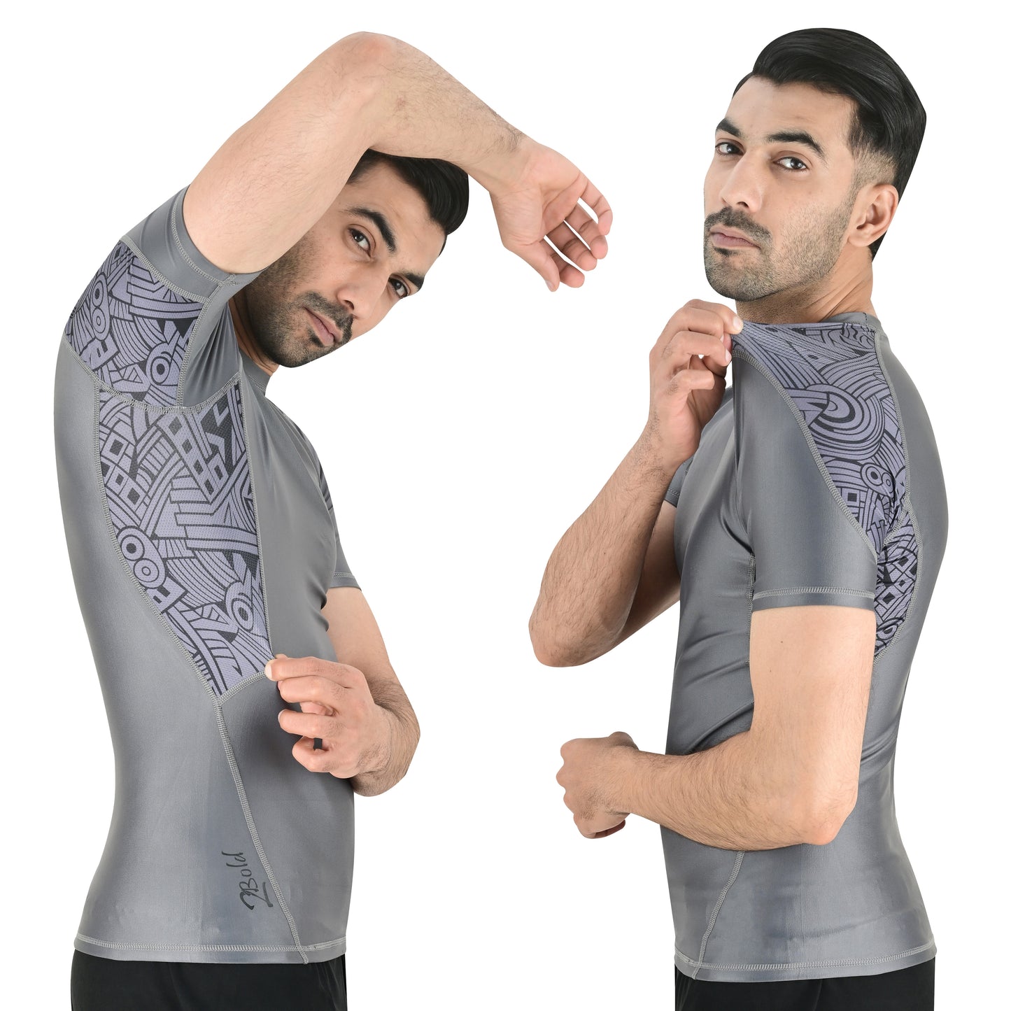 2BOLD Men’s Grey No-Gi Jiu Jitsu Rash Guard | BJJ & MMA Performance Top