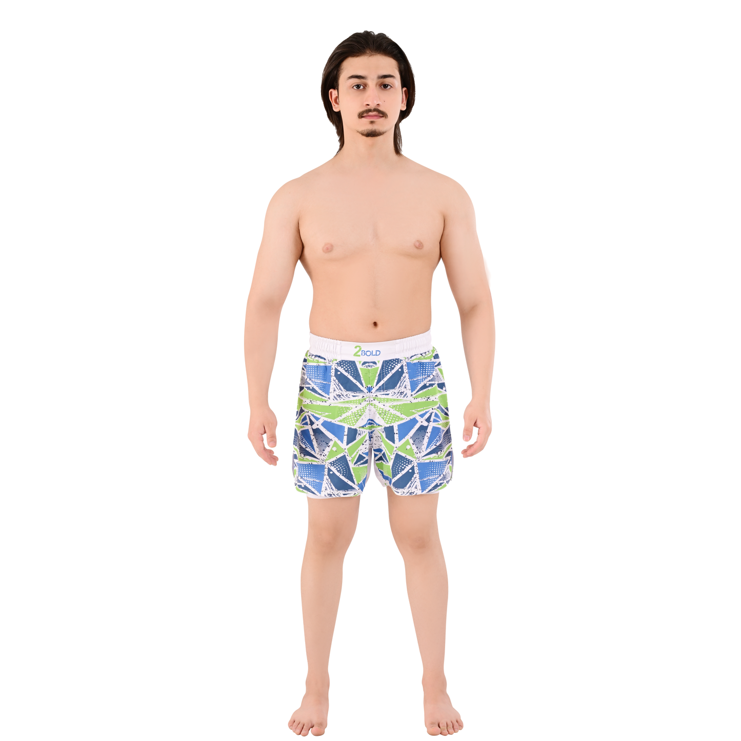 2BOLD Men’s Green White 2-in-1 Hybrid Training Shorts with Compression Liner & Phone Pockets –MMA, BJJ, Gym & Running Shorts