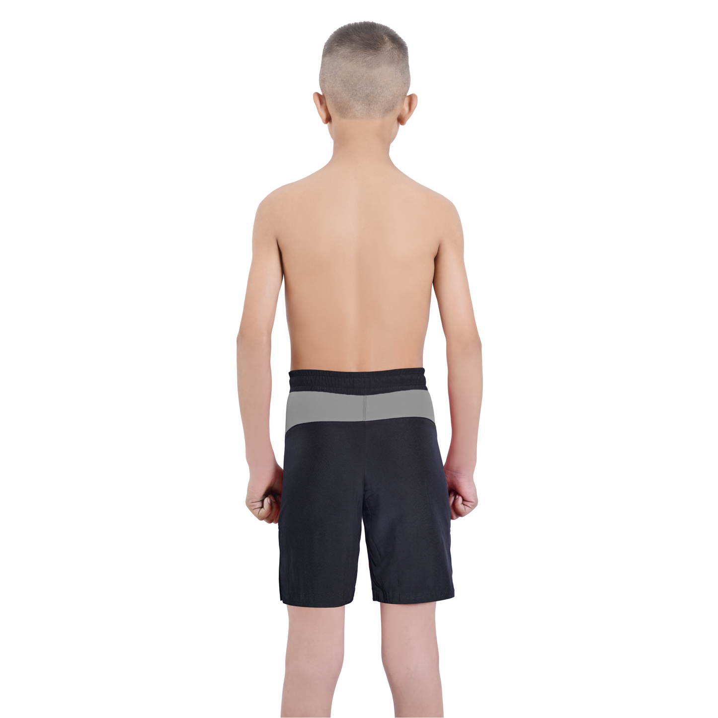 Youth Mma Grey\Black Shorts – Kids BJJ No-Gi Fight Shorts for Training & Competition