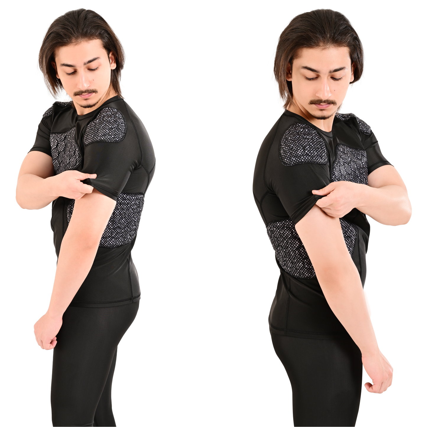 Adult Grey Black Combat Sports Padded Compression Shirt for Football, Basketball, Lacrosse – Chest & Rib Protector for Combat Sports