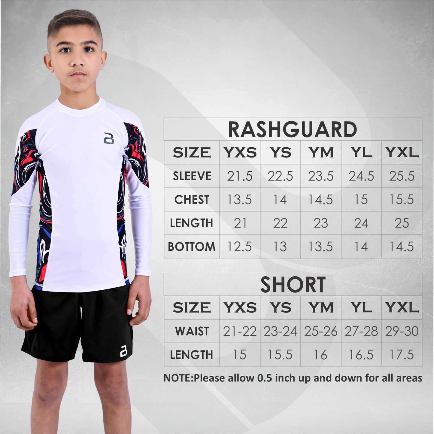 Kids BJJ Black-Blue Rash Guard and MMA Shorts Set – Youth No-Gi Jiu Jitsu, Grappling, Training Gear