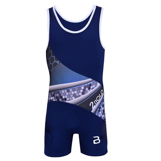Youth Blue Wrestling Singlet for Kids – BJJ, MMA, Grappling, No-Gi Compression Suit