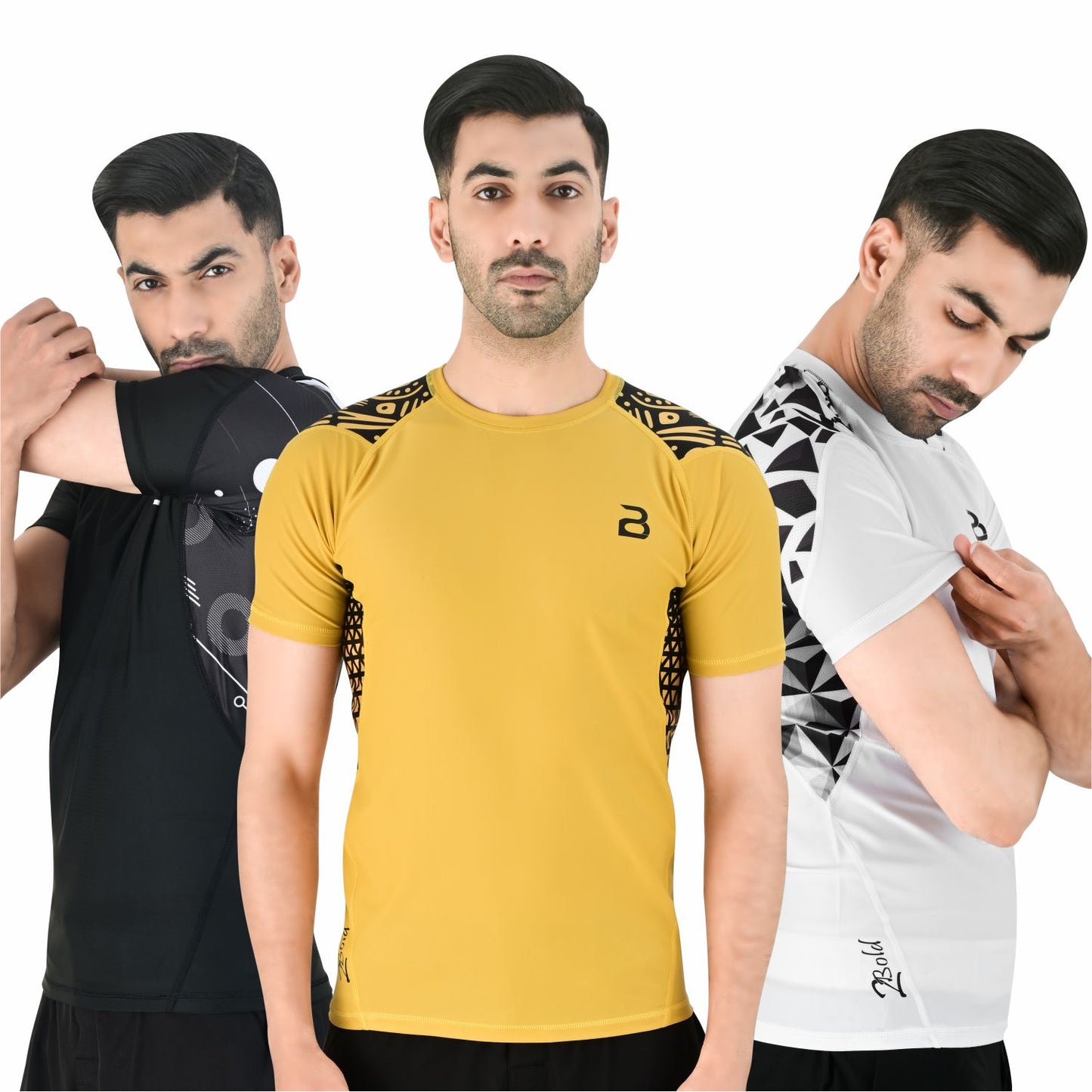 2BOLD Yellow BJJ Rash Guard for Men – Half Sleeve Training Shirt